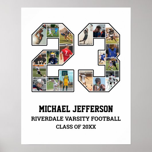 Speler nummer 23 Senior Sports Team Fotocollage Poster (Voorkant)