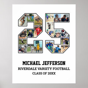 Speler nummer 25 Senior Sport Team Fotocollage Poster
