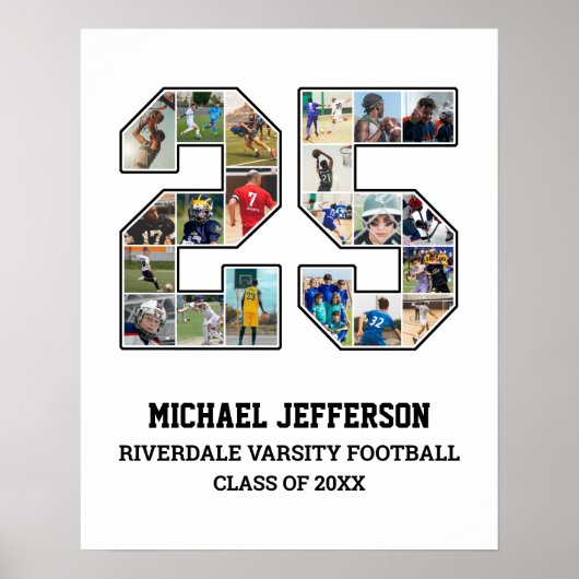 Speler nummer 25 Senior Sport Team Fotocollage Poster (Voorkant)