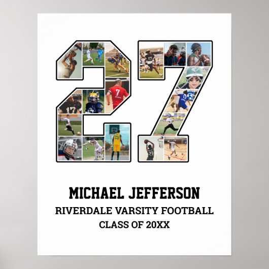 Speler nummer 27 Senior Sports Team Fotocollage Poster (Voorkant)