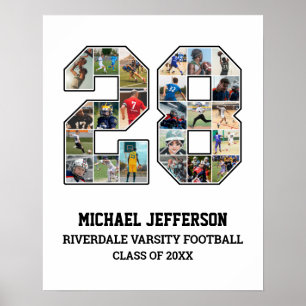 Speler nummer 28 Senior Sports Team Fotocollage Poster