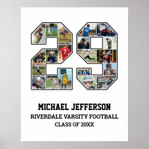 Speler nummer 29 Senior Sports Team Fotocollage Poster