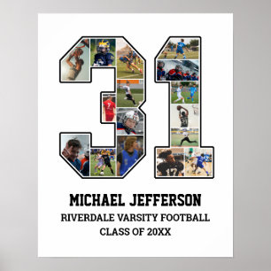 Speler nummer 31 Senior Sports Team Fotocollage Poster