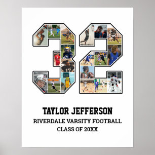 Speler nummer 32 Senior Sports Team Fotocollage Poster