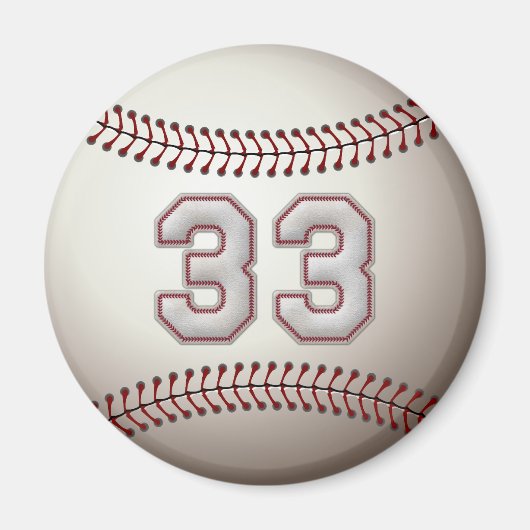 Speler nummer 33 - Cool Baseball Stitches Magneet (Voorkant)
