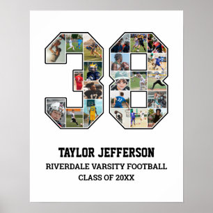 Speler nummer 38 Senior Sports Team Fotocollage Poster