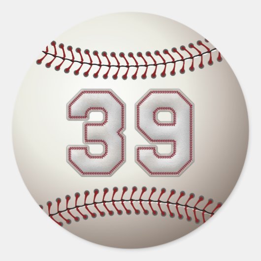 Speler nummer 39 - Cool Baseball Stitches Ronde Sticker (Voorkant)