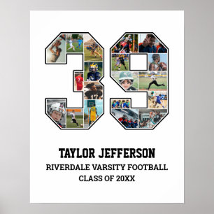 Speler nummer 39 Senior Sports Team Fotocollage Poster