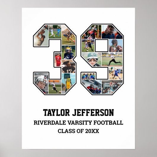 Speler nummer 39 Senior Sports Team Fotocollage Poster (Voorkant)