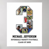 Speler nummer 3 Senior Sport Team Fotocollage Poster (Voorkant)