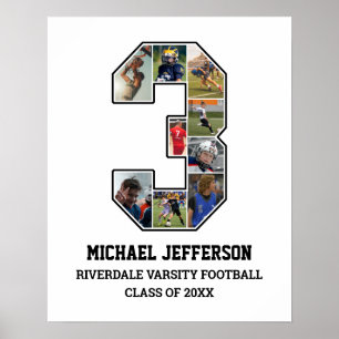 Speler nummer 3 Senior Sport Team Fotocollage Poster