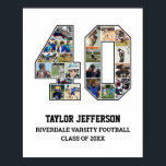 Speler nummer 40 Senior Sport Team Fotocollage Poster<br><div class="desc">Gepersonaliseerde fotocollage voor speler nummer 40. Dit aanpasbare fotocadeau is perfect voor seniorenavond, sportprijzenbanket of verjaardagscadeau voor uw atleet, zoon, dochter of student. Het is een geweldige manier om waardevolle momenten en herinneringen uit hun sportgames weer te geven. Het poster is voorzien van een collage van foto's, en het kan...</div>
