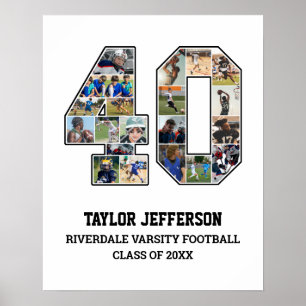 Speler nummer 40 Senior Sport Team Fotocollage Poster