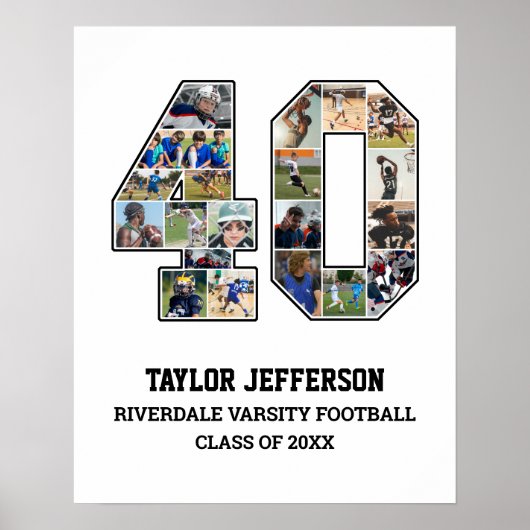 Speler nummer 40 Senior Sport Team Fotocollage Poster (Voorkant)