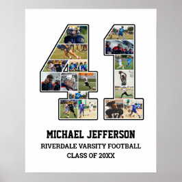 Speler nummer 41 Senior Sports Team Fotocollage Poster