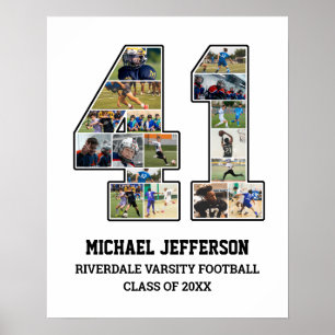 Speler nummer 41 Senior Sports Team Fotocollage Poster