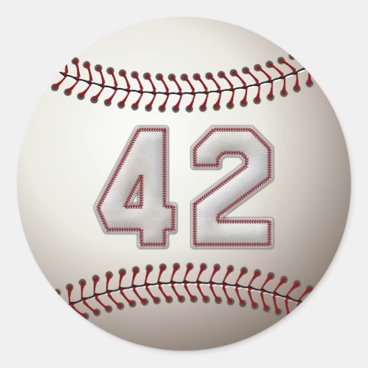 Speler nummer 42 - Cool Baseball Stitches Ronde Sticker (Voorkant)
