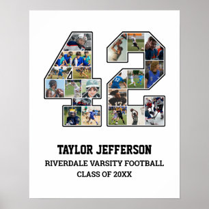 Speler nummer 42 Senior Sports Team Fotocollage Poster