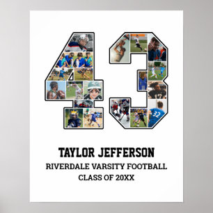 Speler nummer 43 Senior Sports Team Fotocollage Poster