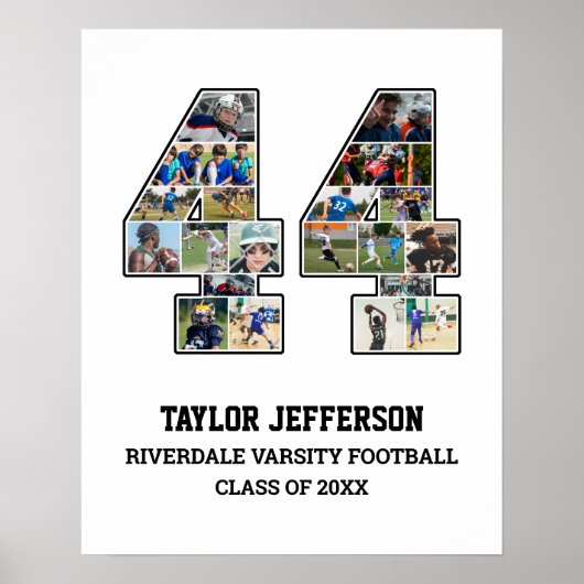 Speler nummer 44 Senior Sports Team Fotocollage Poster (Voorkant)