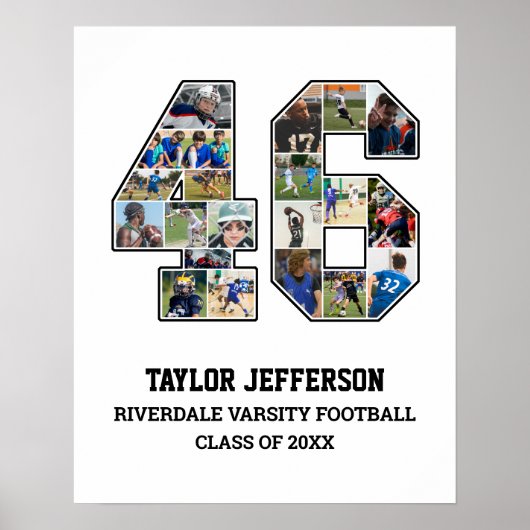 Speler nummer 46 Senior Sports Team Fotocollage Poster (Voorkant)