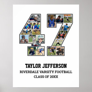 Speler nummer 47 Senior Sports Team Fotocollage Poster
