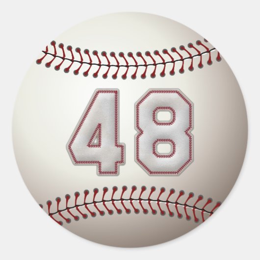 Speler nummer 48 - Cool Baseball Stitches Ronde Sticker (Voorkant)