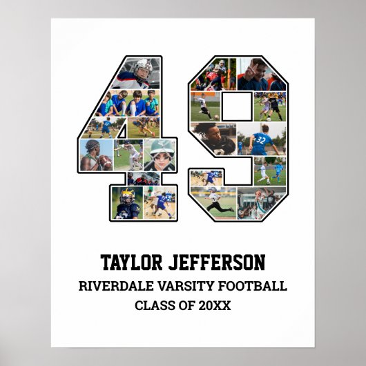 Speler nummer 49 Senior Sports Team Fotocollage Poster (Voorkant)