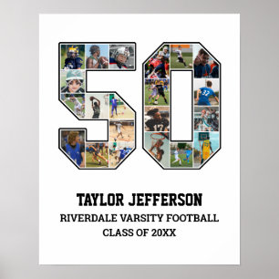 Speler nummer 50 Senior Sports Team Fotocollage Poster