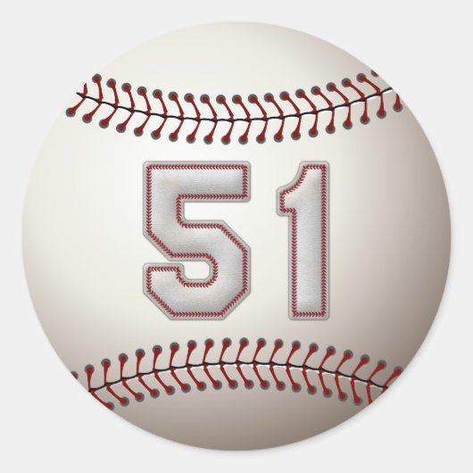 Speler nummer 51 - Cool Baseball Stitches Ronde Sticker (Voorkant)