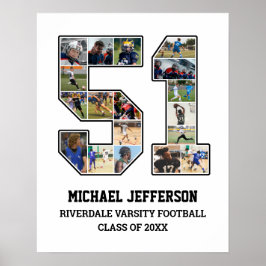 Speler nummer 51 Senior Sports Team Fotocollage Poster