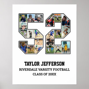 Speler nummer 52 Senior Sports Team Fotocollage Poster