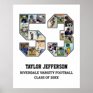 Speler nummer 53 Senior Sports Team Fotocollage Poster