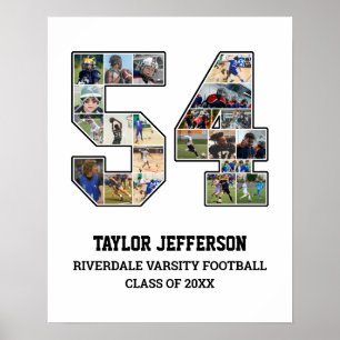 Speler nummer 54 Senior Sports Team Fotocollage Poster