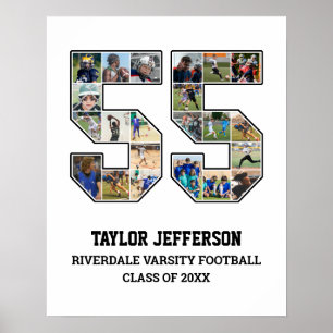Speler nummer 55 Senior Sports Team Fotocollage Poster
