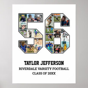 Speler nummer 56 Senior Sports Team Fotocollage Poster