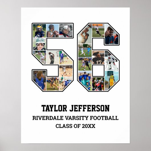 Speler nummer 56 Senior Sports Team Fotocollage Poster (Voorkant)
