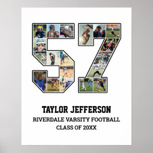 Speler nummer 57 Senior Sports Team Fotocollage Poster