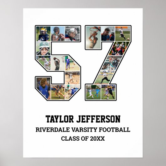 Speler nummer 57 Senior Sports Team Fotocollage Poster (Voorkant)