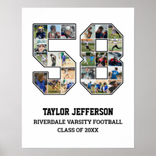 Speler nummer 58 Senior Sports Team Fotocollage Poster