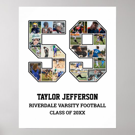 Speler nummer 59 Senior Sports Team Fotocollage Poster (Voorkant)