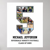 Speler nummer 5 Senior Sport Team Fotocollage Poster (Voorkant)