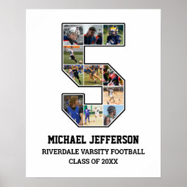 Speler nummer 5 Senior Sport Team Fotocollage Poster