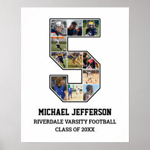 Speler nummer 5 Senior Sport Team Fotocollage Poster