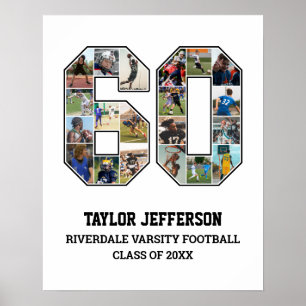 Speler nummer 60 Senior Sport Team Fotocollage Poster