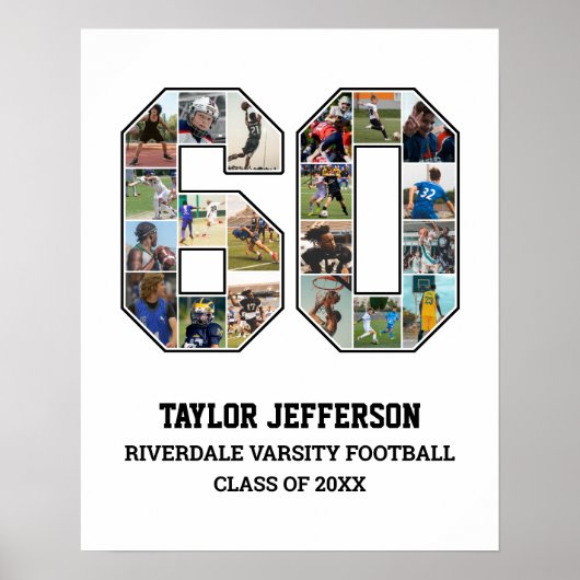 Speler nummer 60 Senior Sport Team Fotocollage Poster (Voorkant)