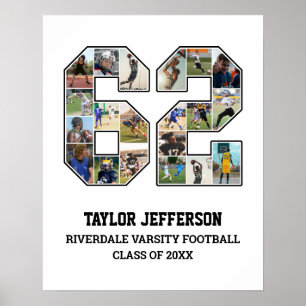 Speler nummer 62 Senior Sports Team Fotocollage Poster
