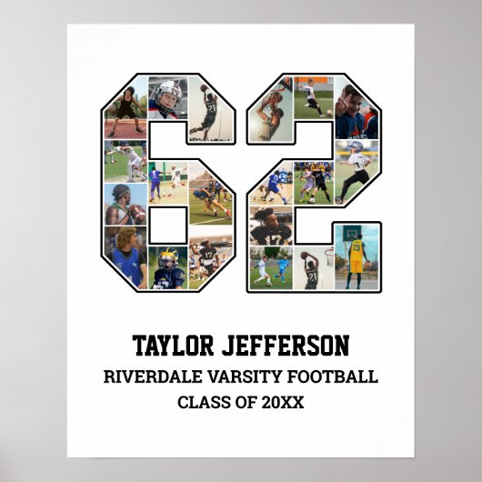Speler nummer 62 Senior Sports Team Fotocollage Poster (Voorkant)