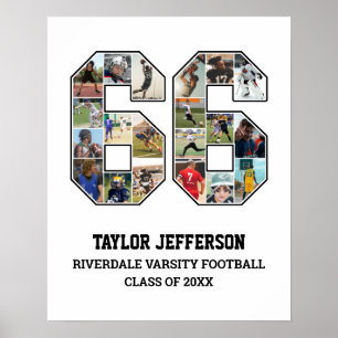 Speler nummer 66 Senior Sports Team Fotocollage Poster