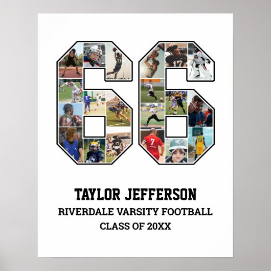 Speler nummer 66 Senior Sports Team Fotocollage Poster (Voorkant)